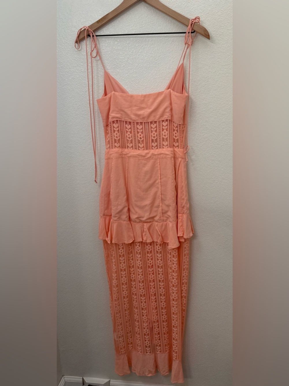 For Love & Lemons Peach Lovebird Lace Midi Dress Small - Picture 2 of 9